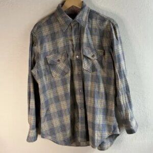 Vintage Ponderosa Wool Blend Flannel Shirt Mens Size XL Collar Plaid
